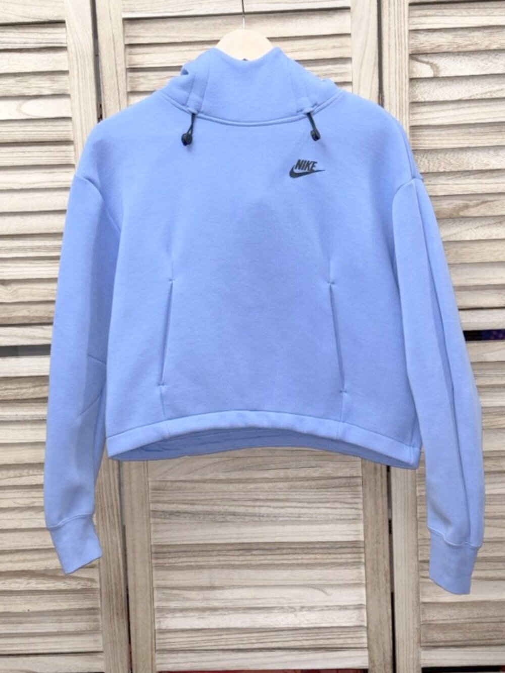Nike Tech Pack Periwinkle Blue Cropped Boxy Pullover Hoodie Sportswear XS